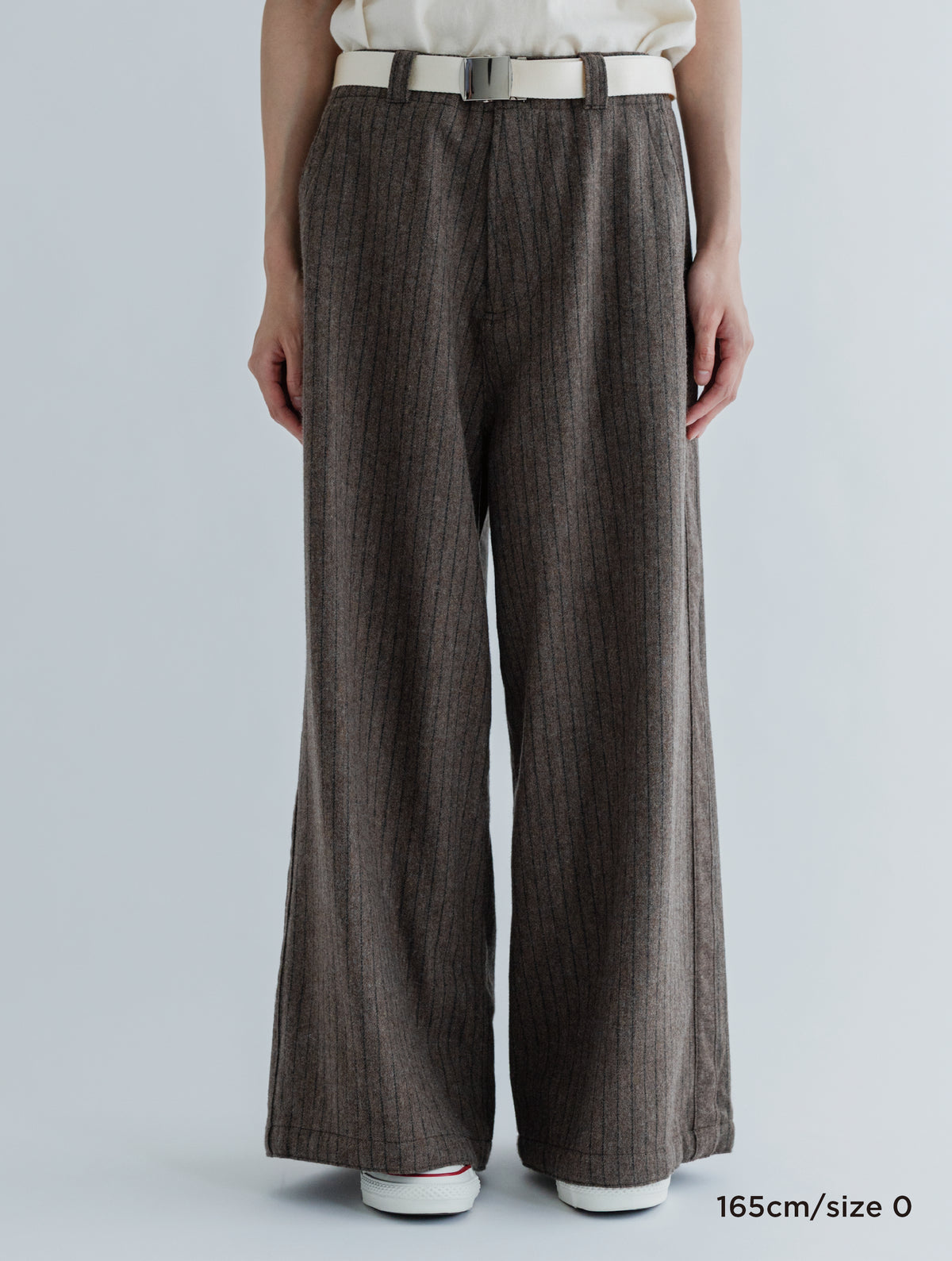 WOOL STRIPE SIDE LINE WIDE PANTS