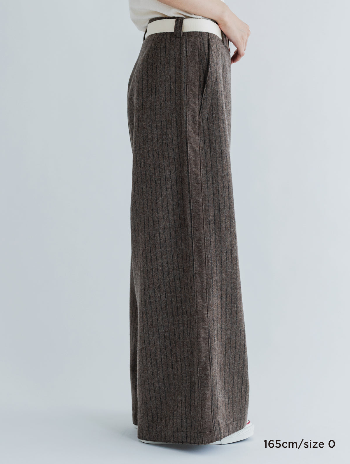WOOL STRIPE SIDE LINE WIDE PANTS