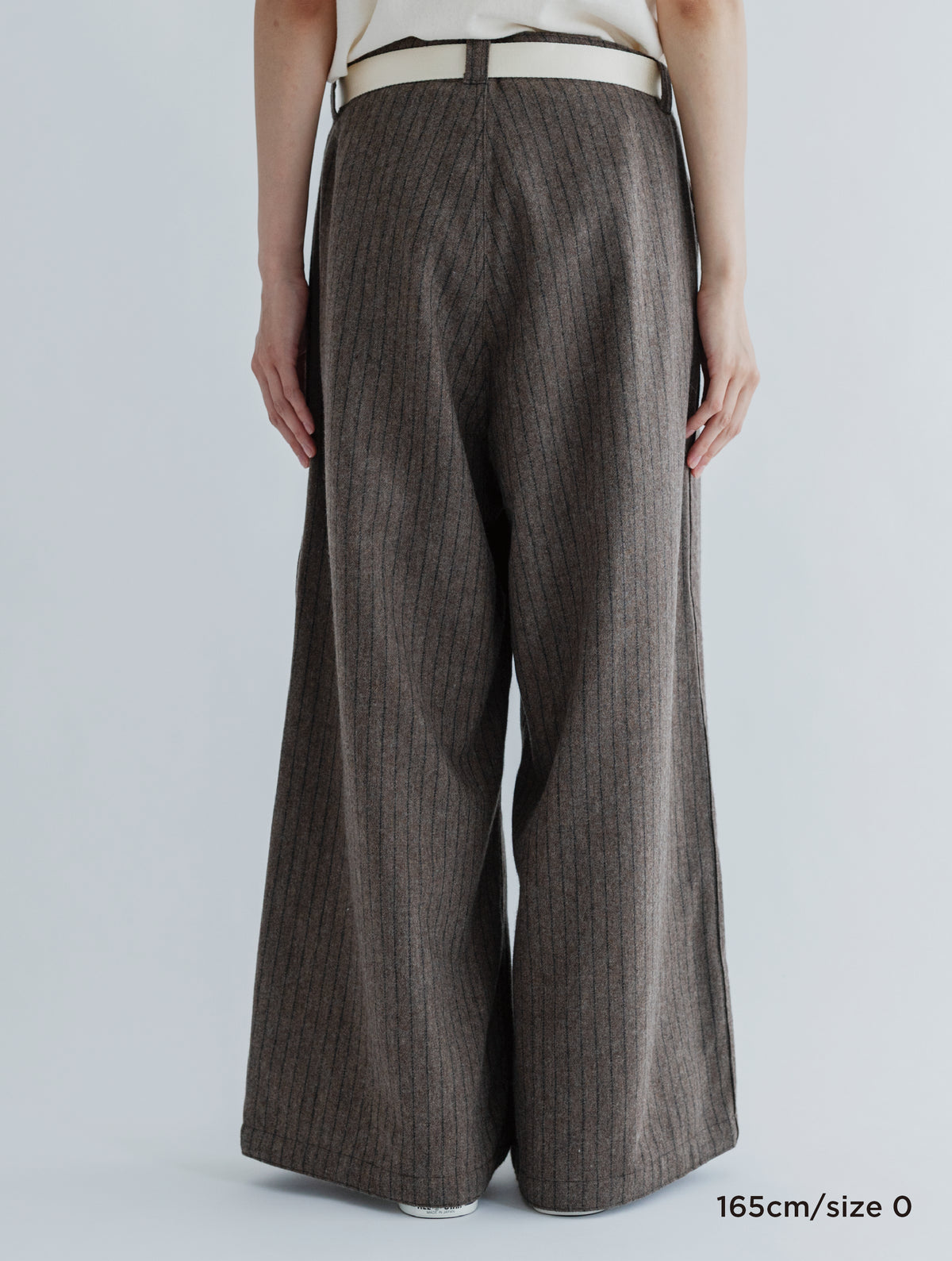 WOOL STRIPE SIDE LINE WIDE PANTS