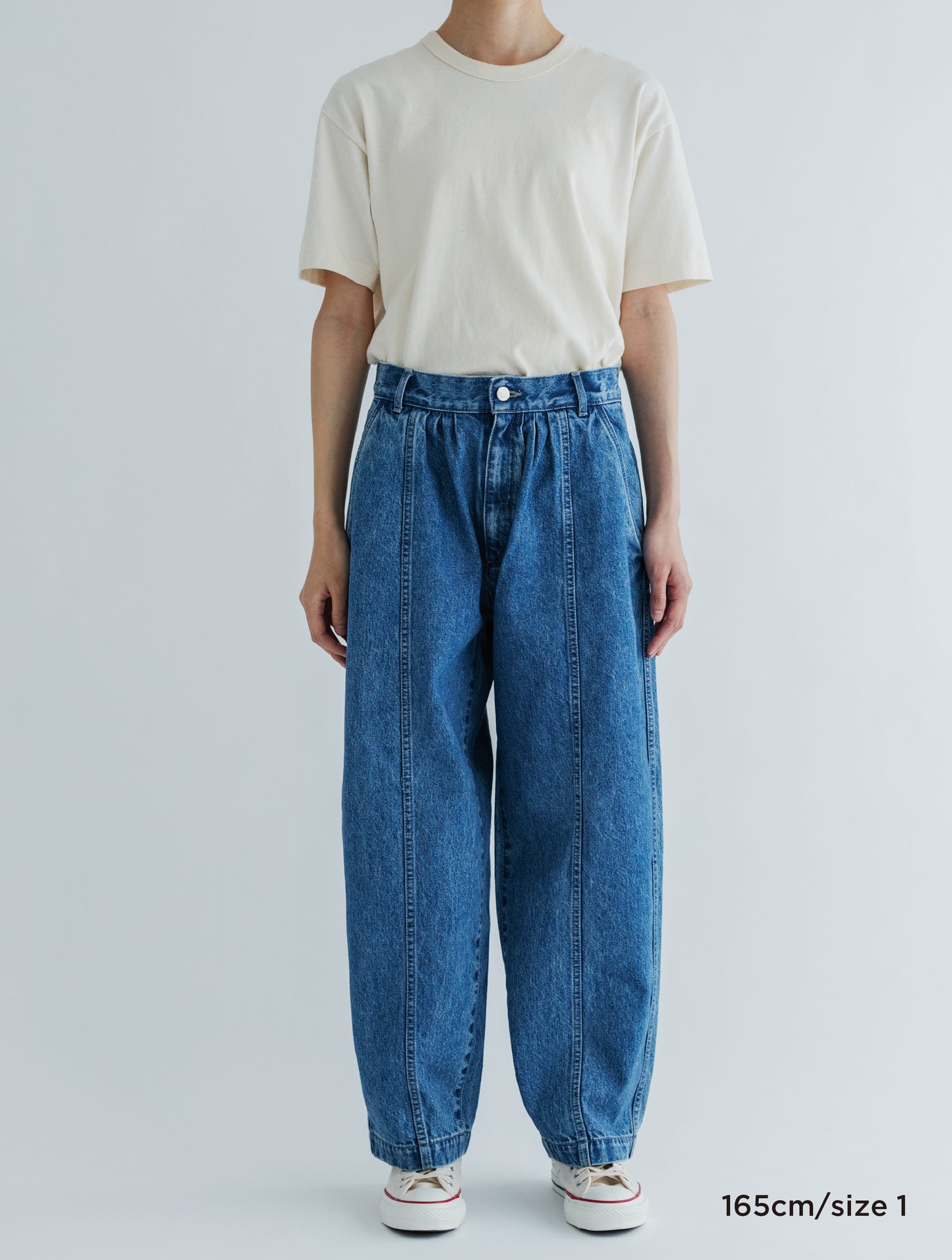 DENIM WIDE TUCK PANTS