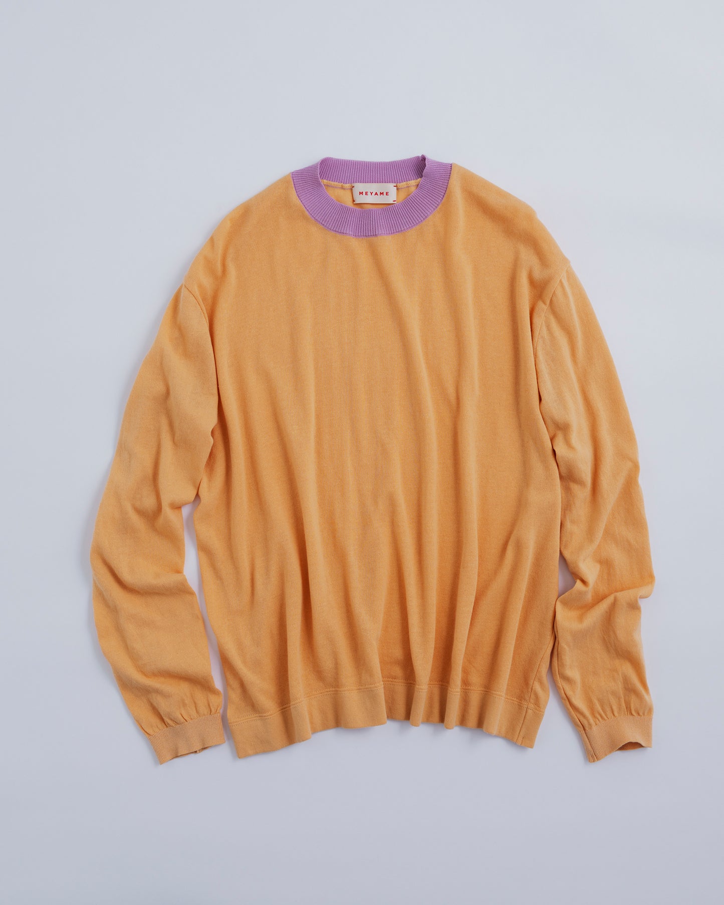 TWO-TONE COTTON KNIT LONG SLEEVE TEE