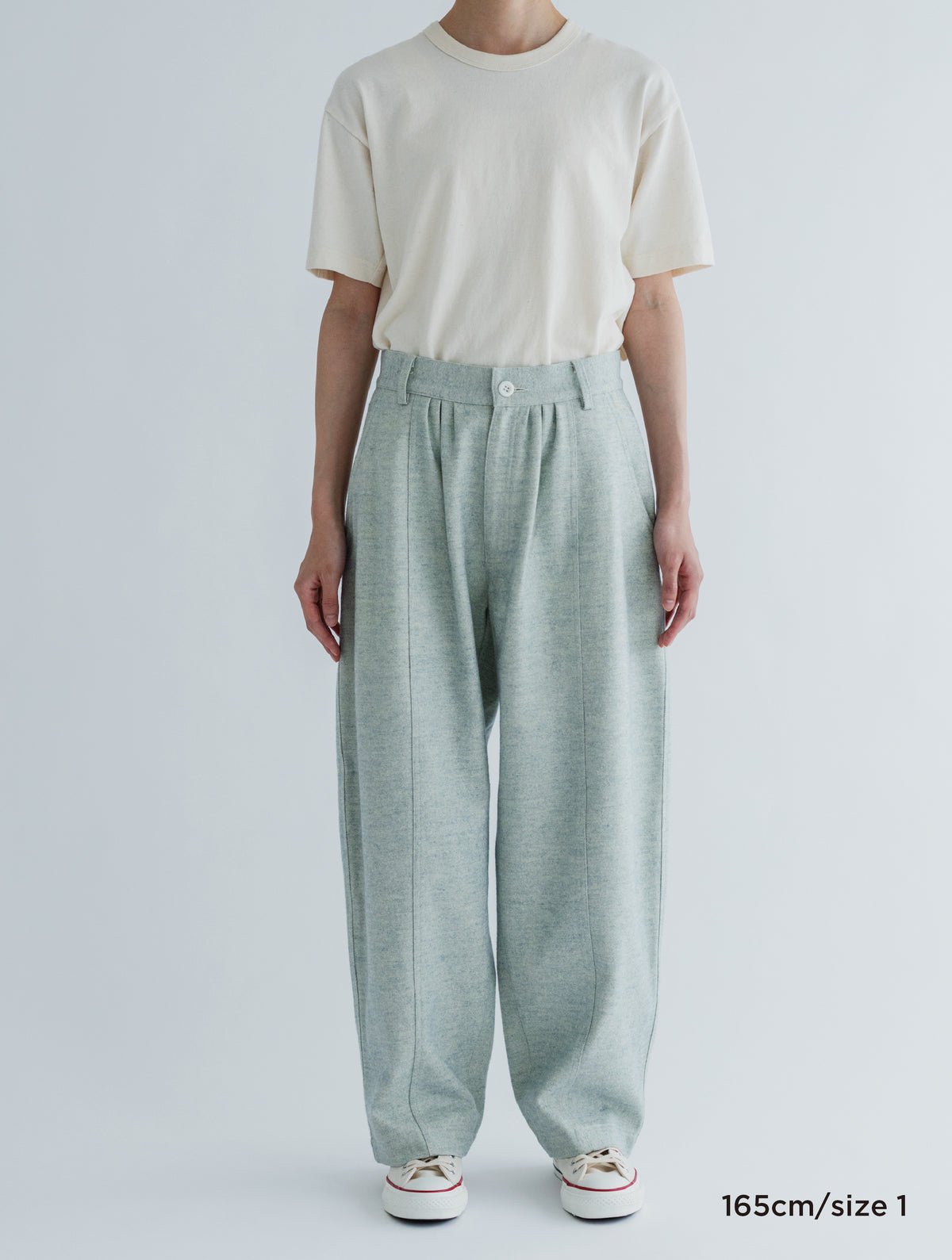 BRUSHED JAZZ NEP DENIM  WIDE TUCK PANTS