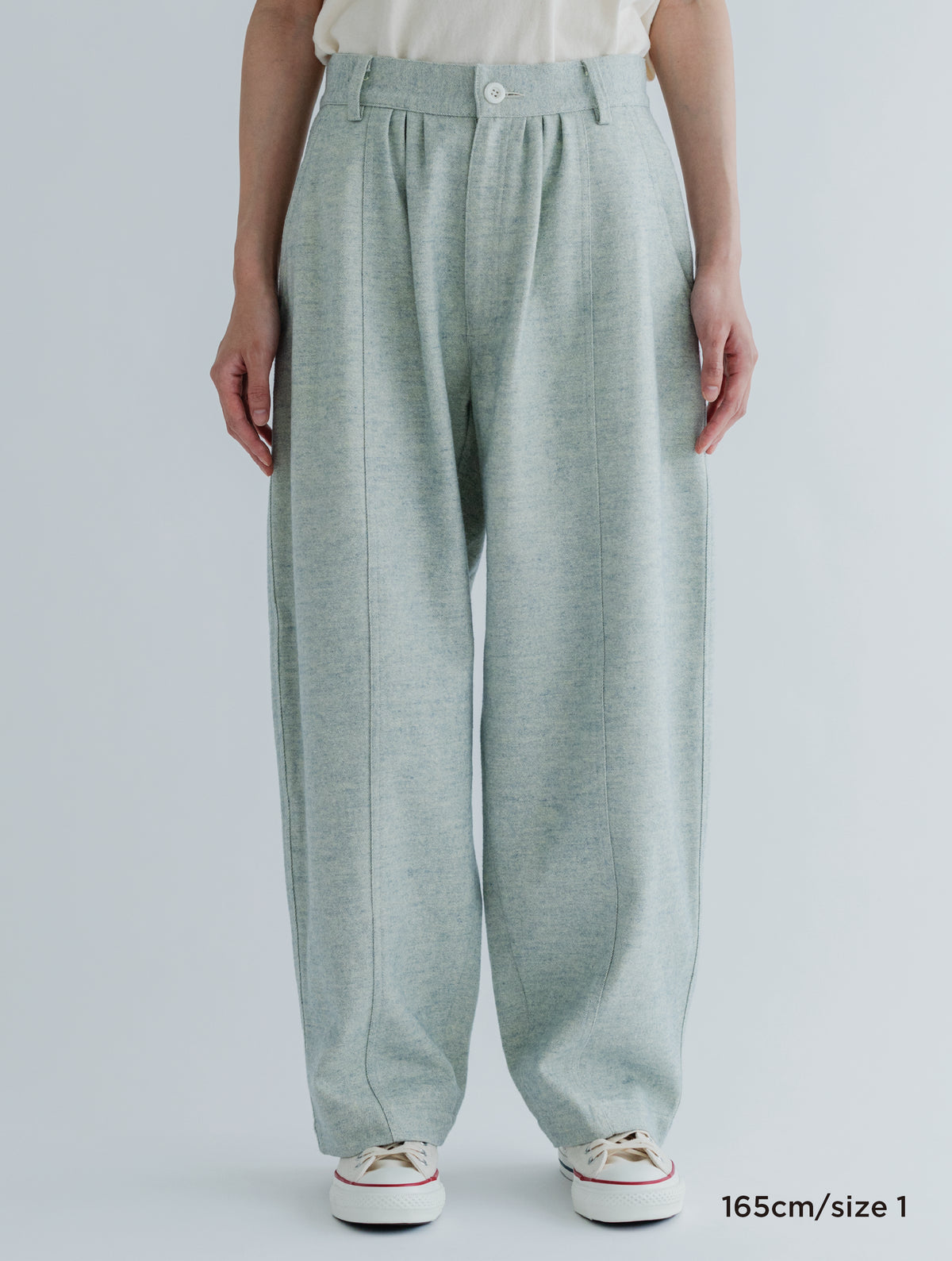 BRUSHED JAZZ NEP DENIM  WIDE TUCK PANTS