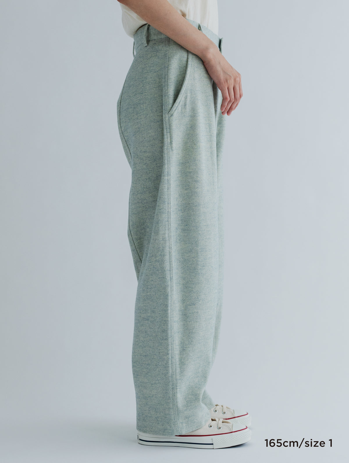BRUSHED JAZZ NEP DENIM  WIDE TUCK PANTS