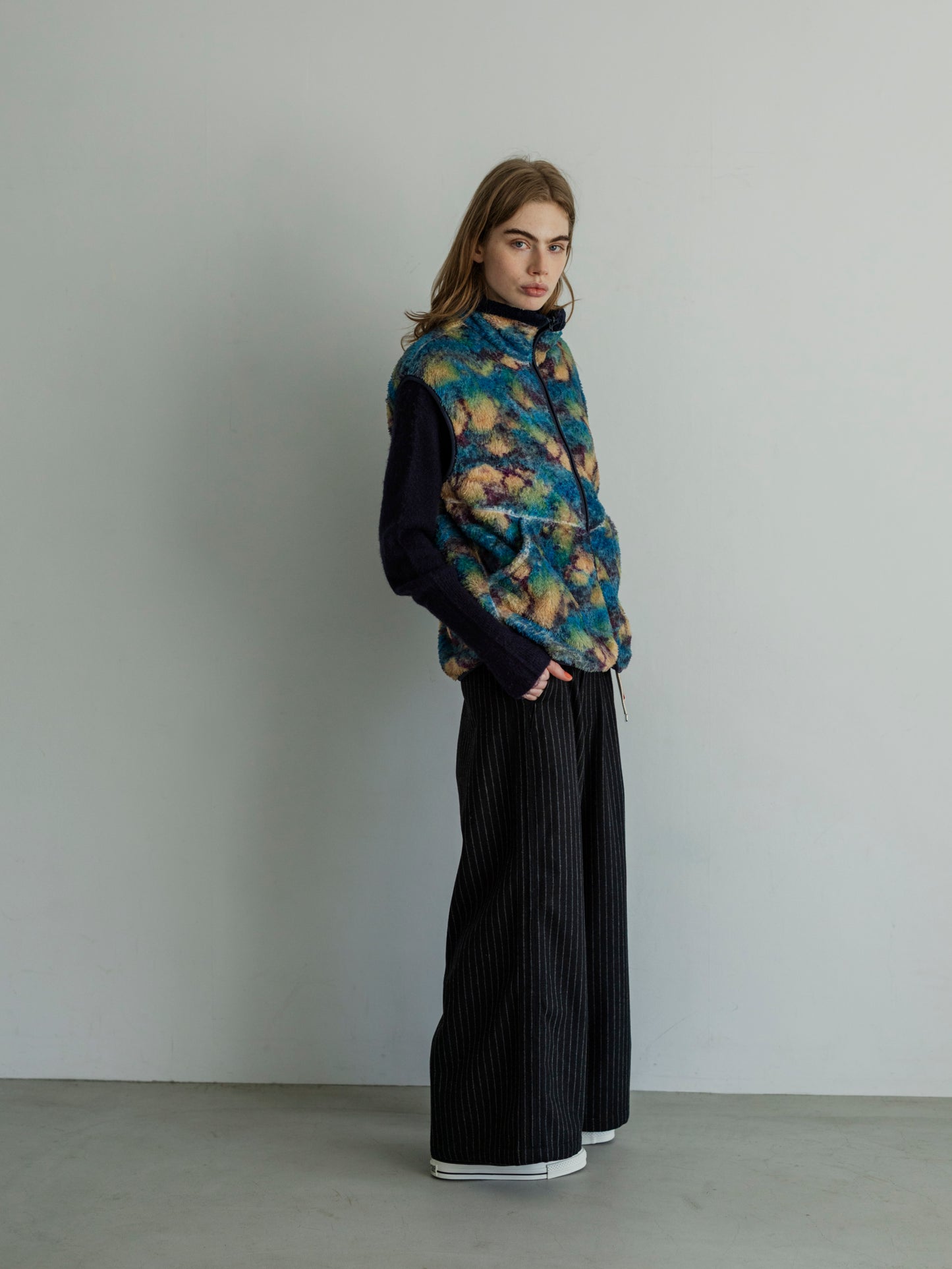 【Pre-order】PRINT/ SOLID REVERSIBLE FLEECE VEST