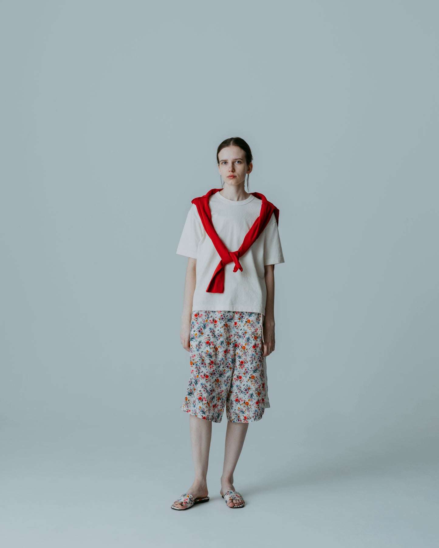 SIDE LINE WIDE HALF PANTS (FLOWER)