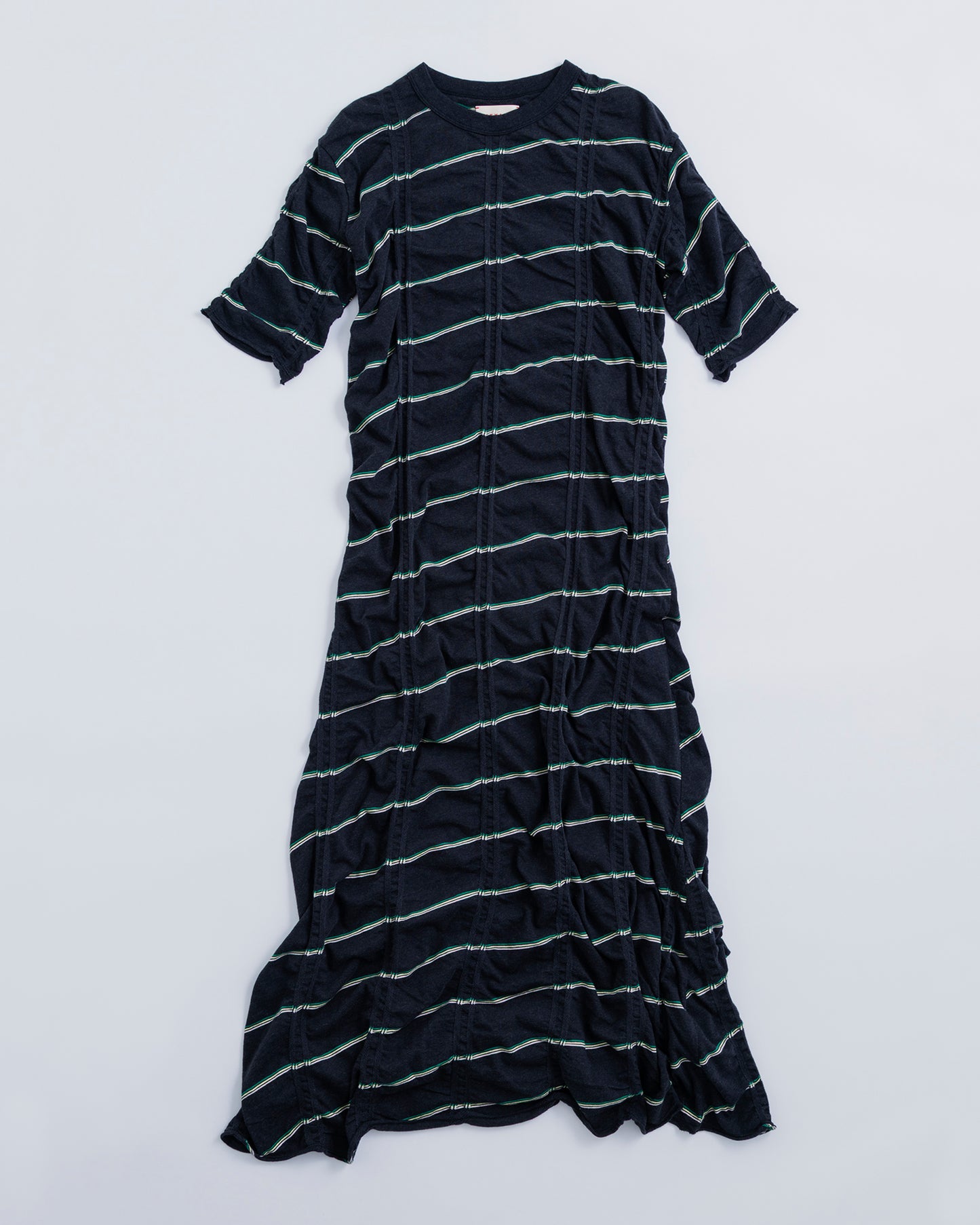 TUCKED JACQUARD BORDER HALF SLEEVE DRESS