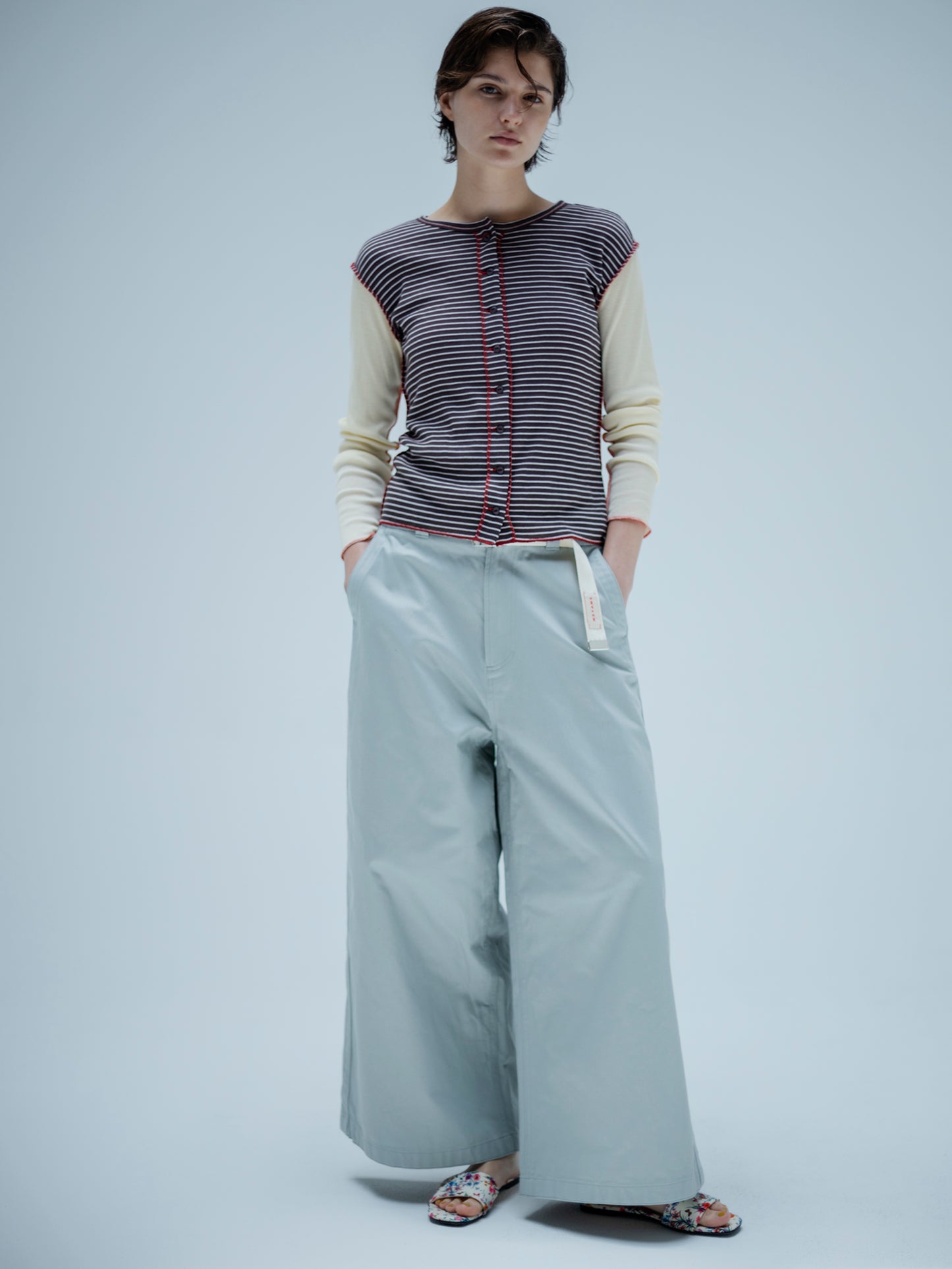 SIDE LINE WIDE PANTS (COTTON)