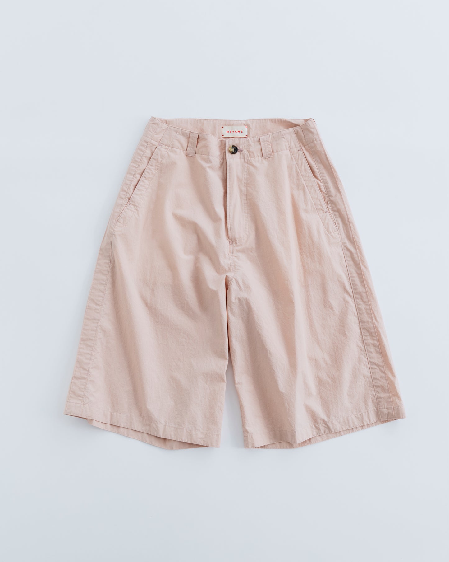 COTTON LINEN SIDE LINE WIDE HALF PANTS