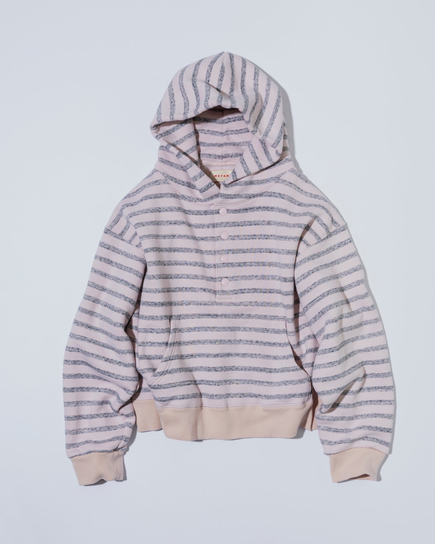 【Pre-order】BORDER SWEAT HALF BUTTON HOODIE (BRUSHED LINING)