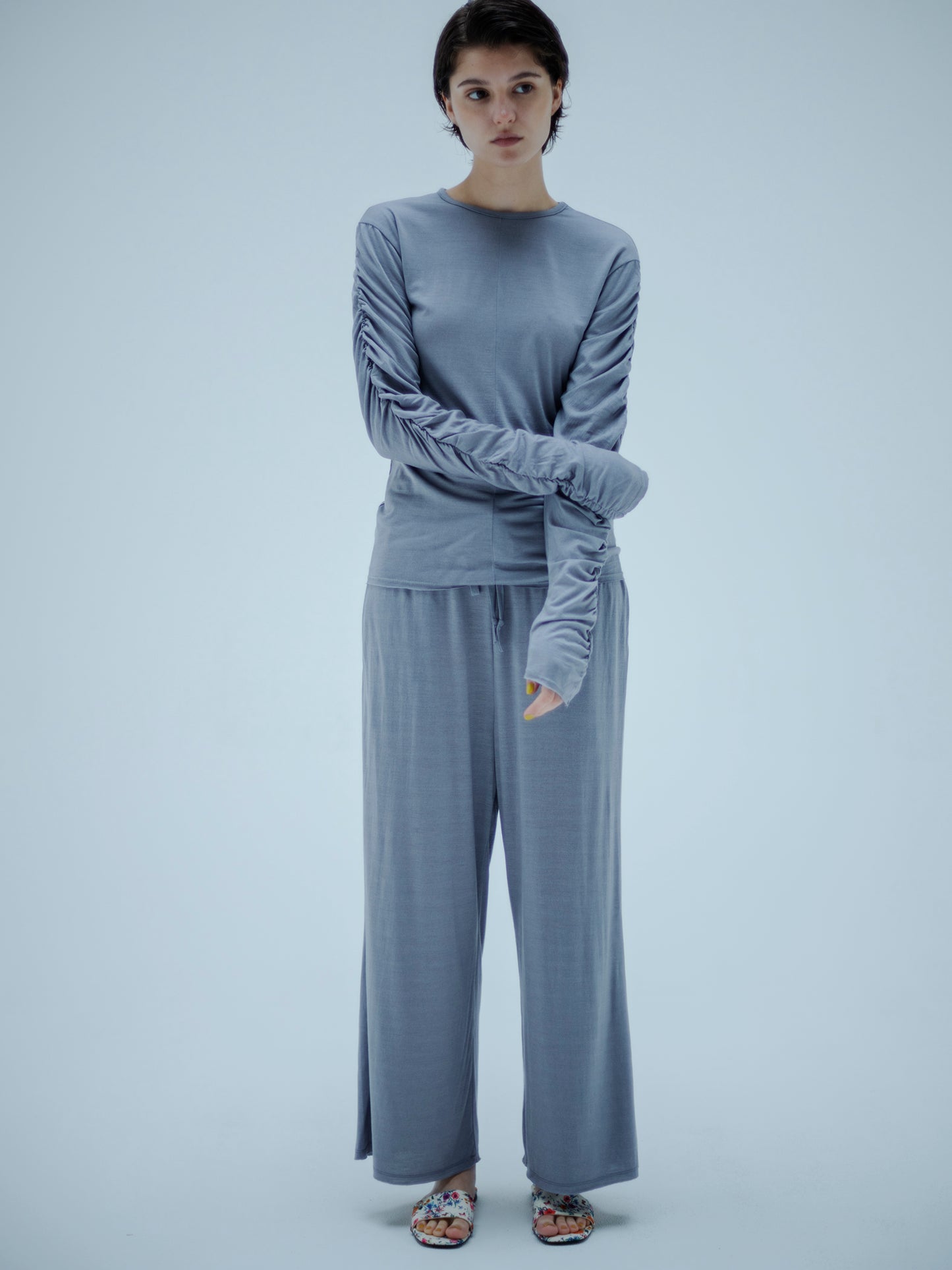 WOOL SILK ANYWHERE WIDE PANTS