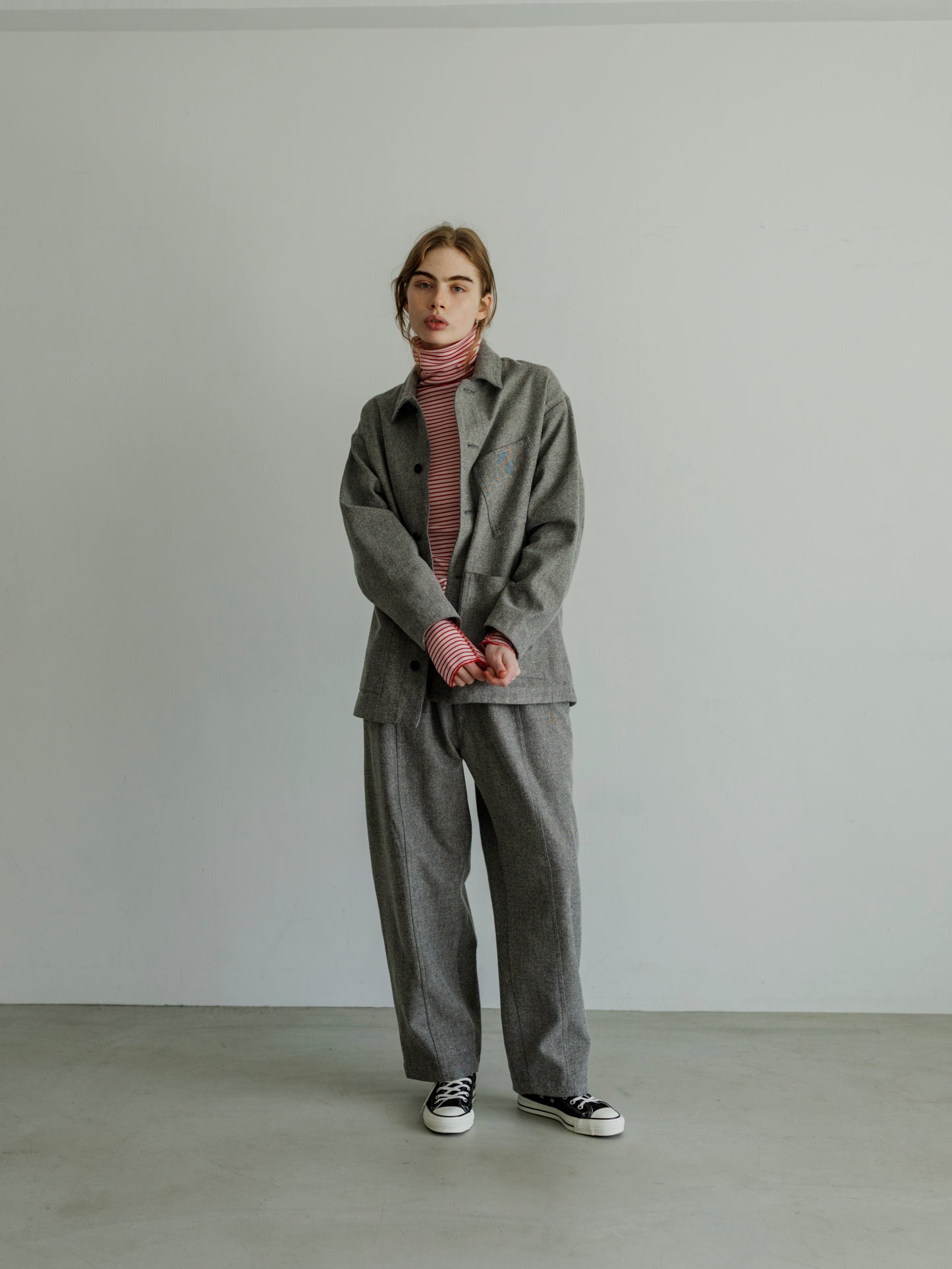【Pre-order】BORDER SOFT RIB TURTLENECK