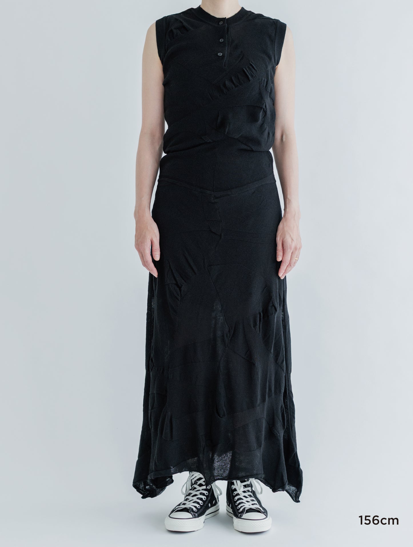 LIGHT KNIT FRONT&BACK SLEEVELESS  DRESS