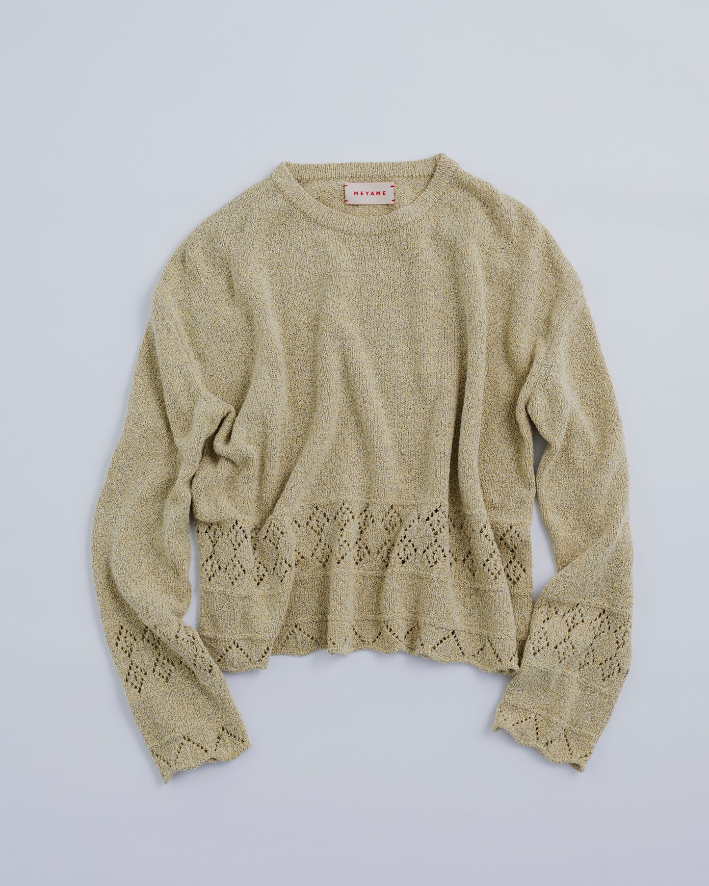 SILK COTTON LACE KNIT PULLOVER