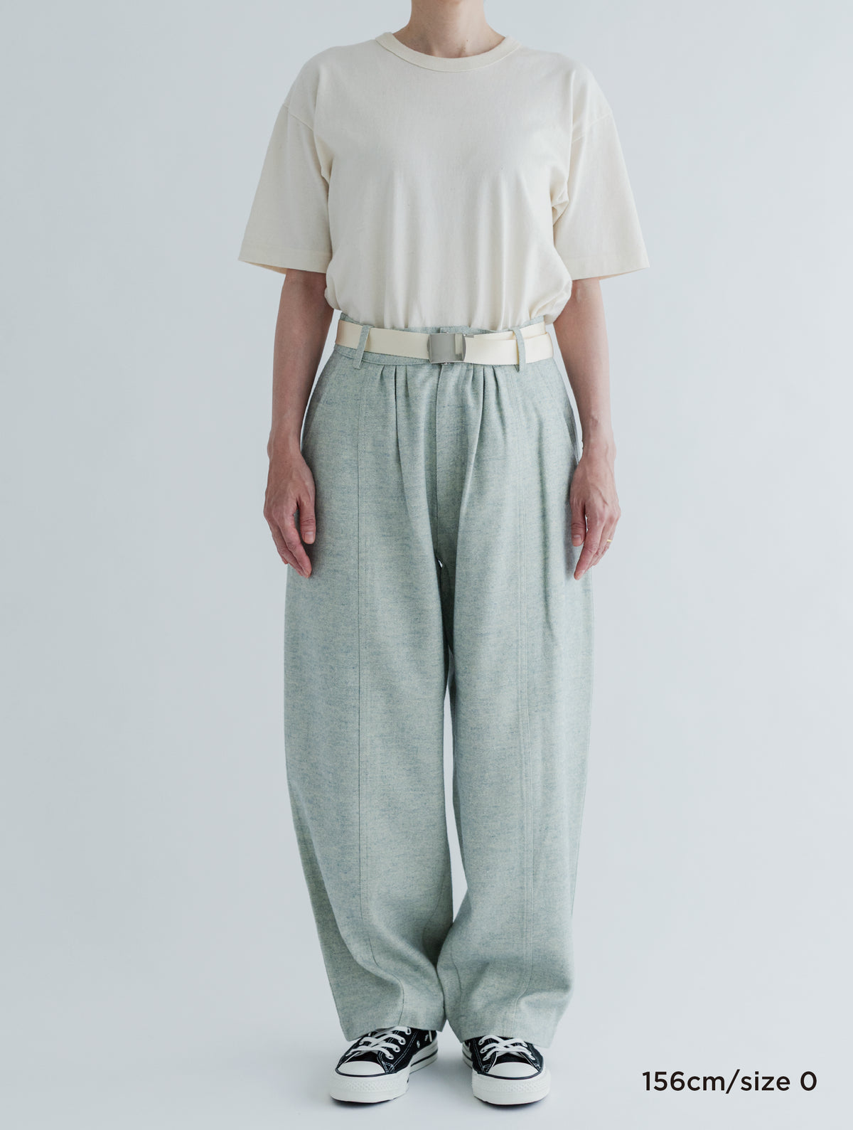 BRUSHED JAZZ NEP DENIM  WIDE TUCK PANTS