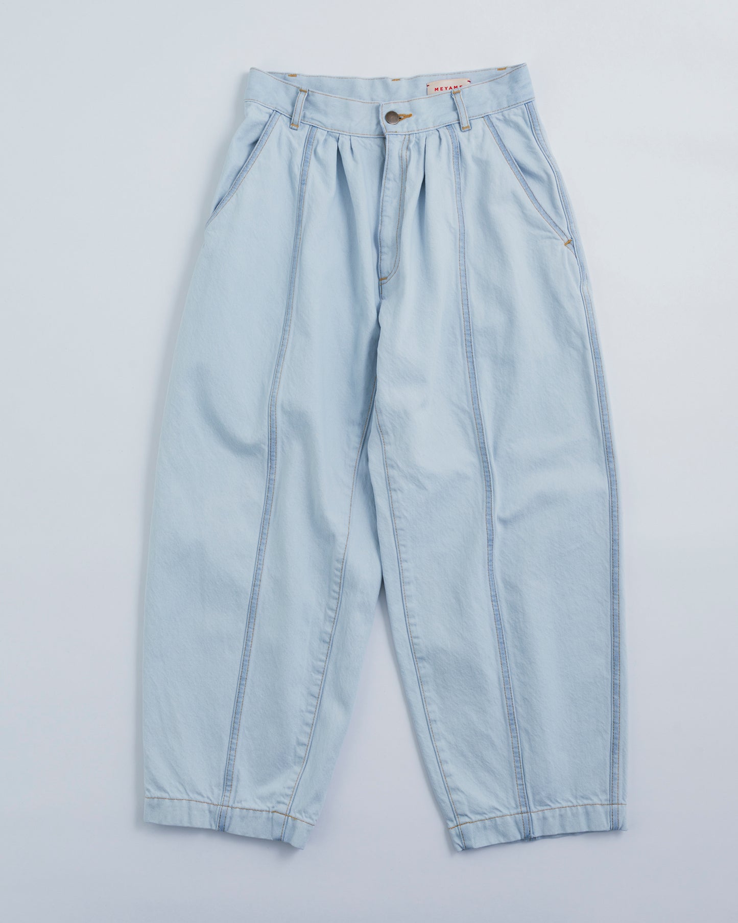 DENIM WIDE TUCK PANTS