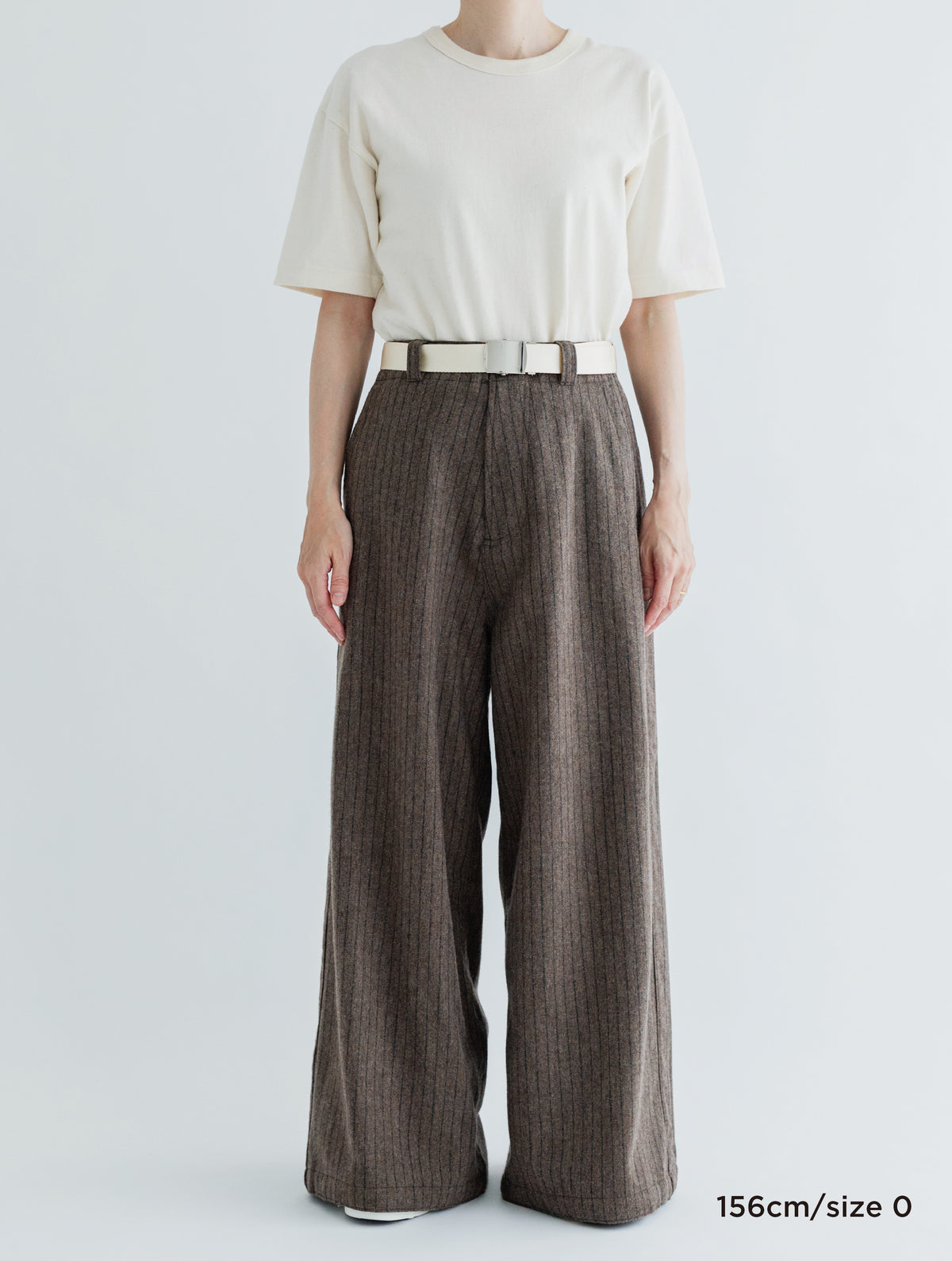WOOL STRIPE SIDE LINE WIDE PANTS