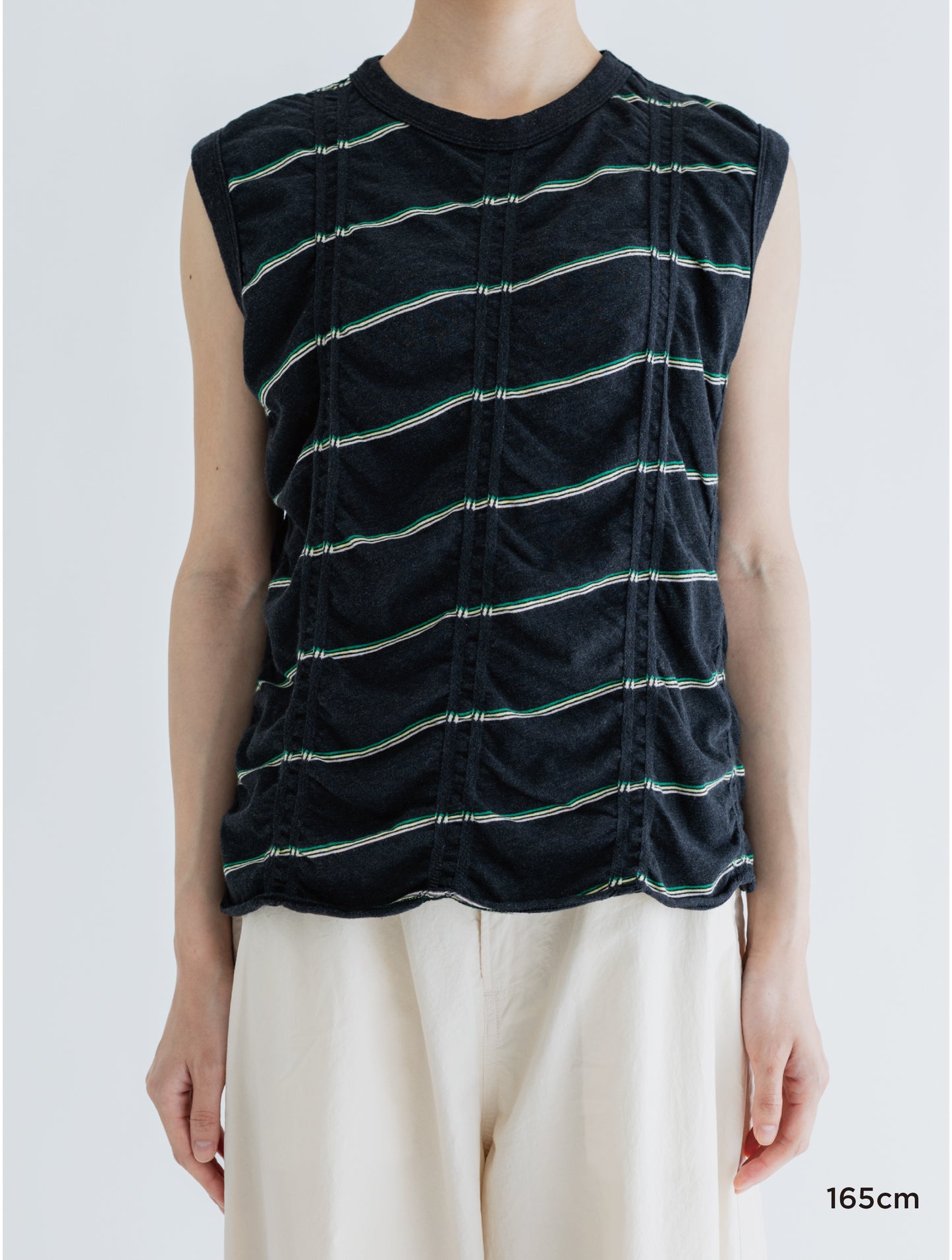 TUCKED JACQUARD BORDER SLEEVELESS