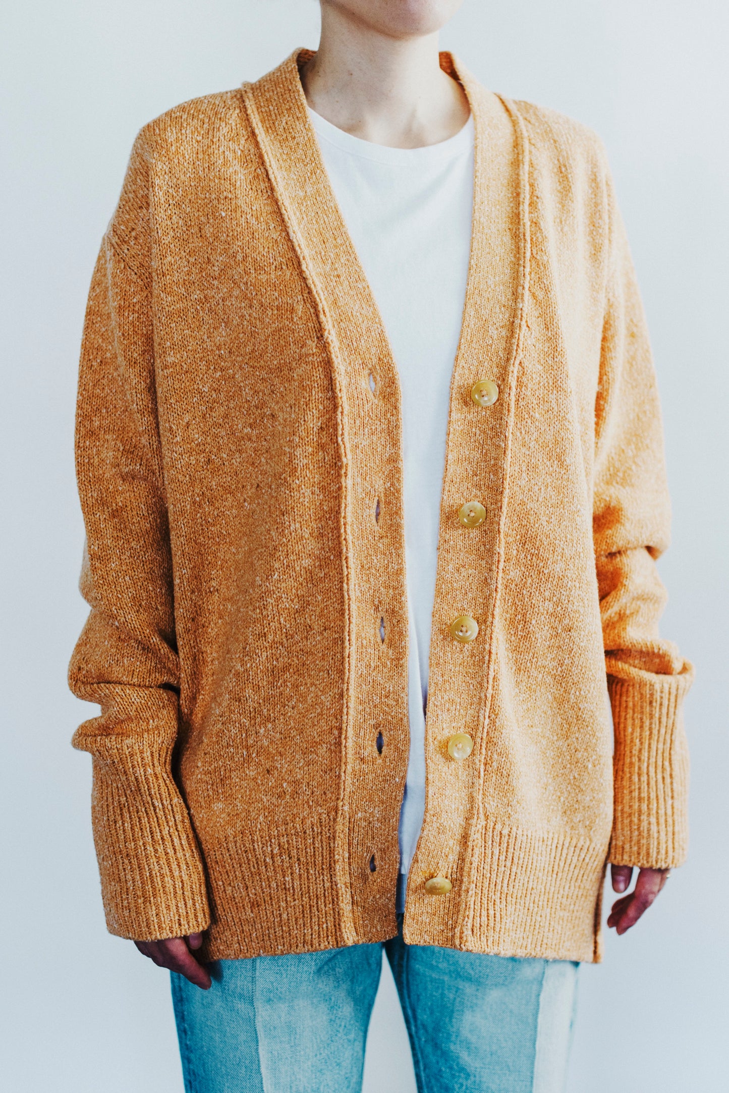 COTTON TWEED OUT-LINKING CARDIGAN