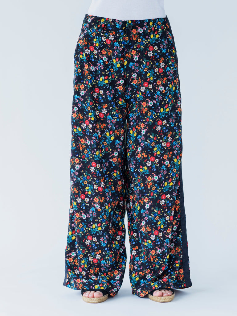 SIDE LINE WIDE PANTS (FLOWER)