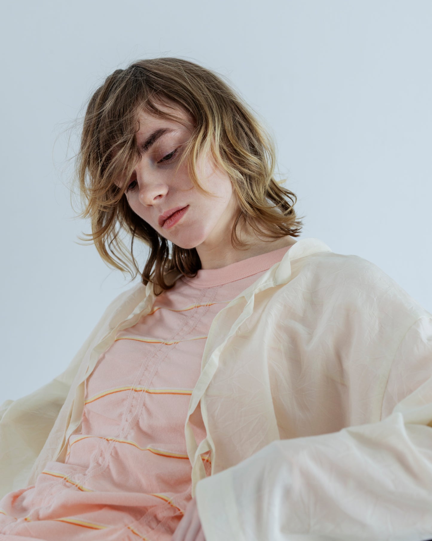 【NEW COLOR / PINK】TUCKED JACQUARD BORDER PULLOVER