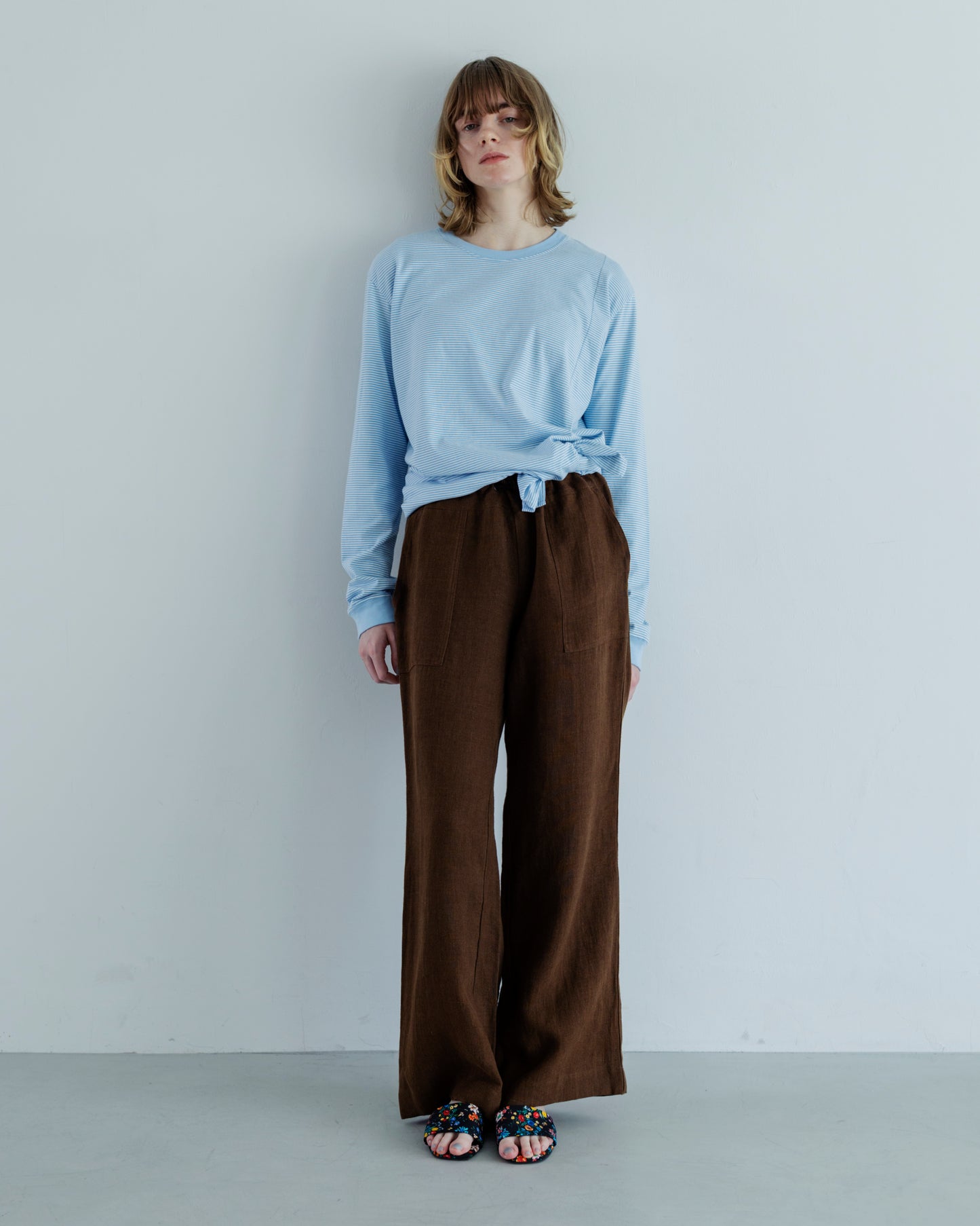 BORDER SLIT LONG SLEEVE TEE