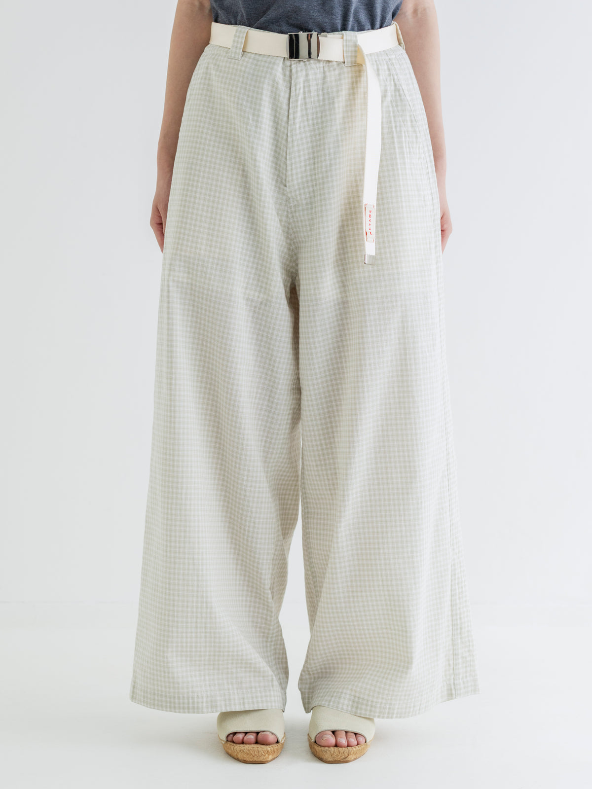 LIGHT CHECK SIDE LINE WIDE PANTS