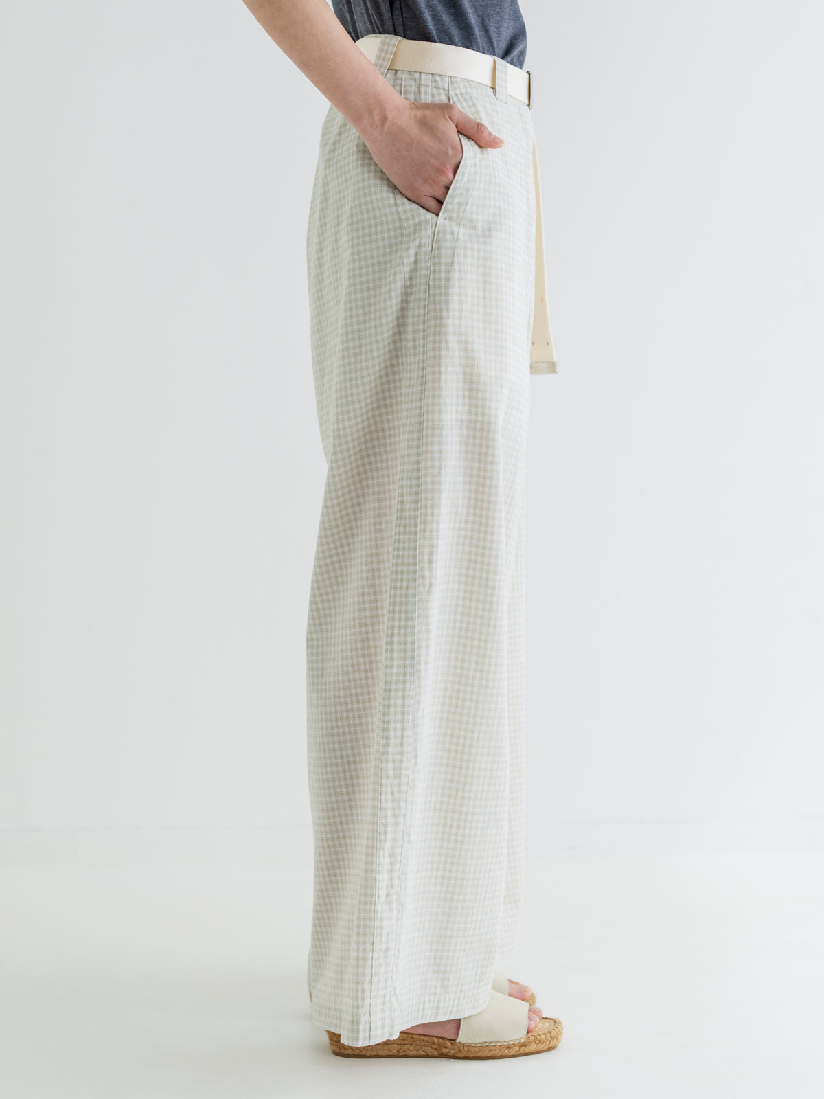 LIGHT CHECK SIDE LINE WIDE PANTS