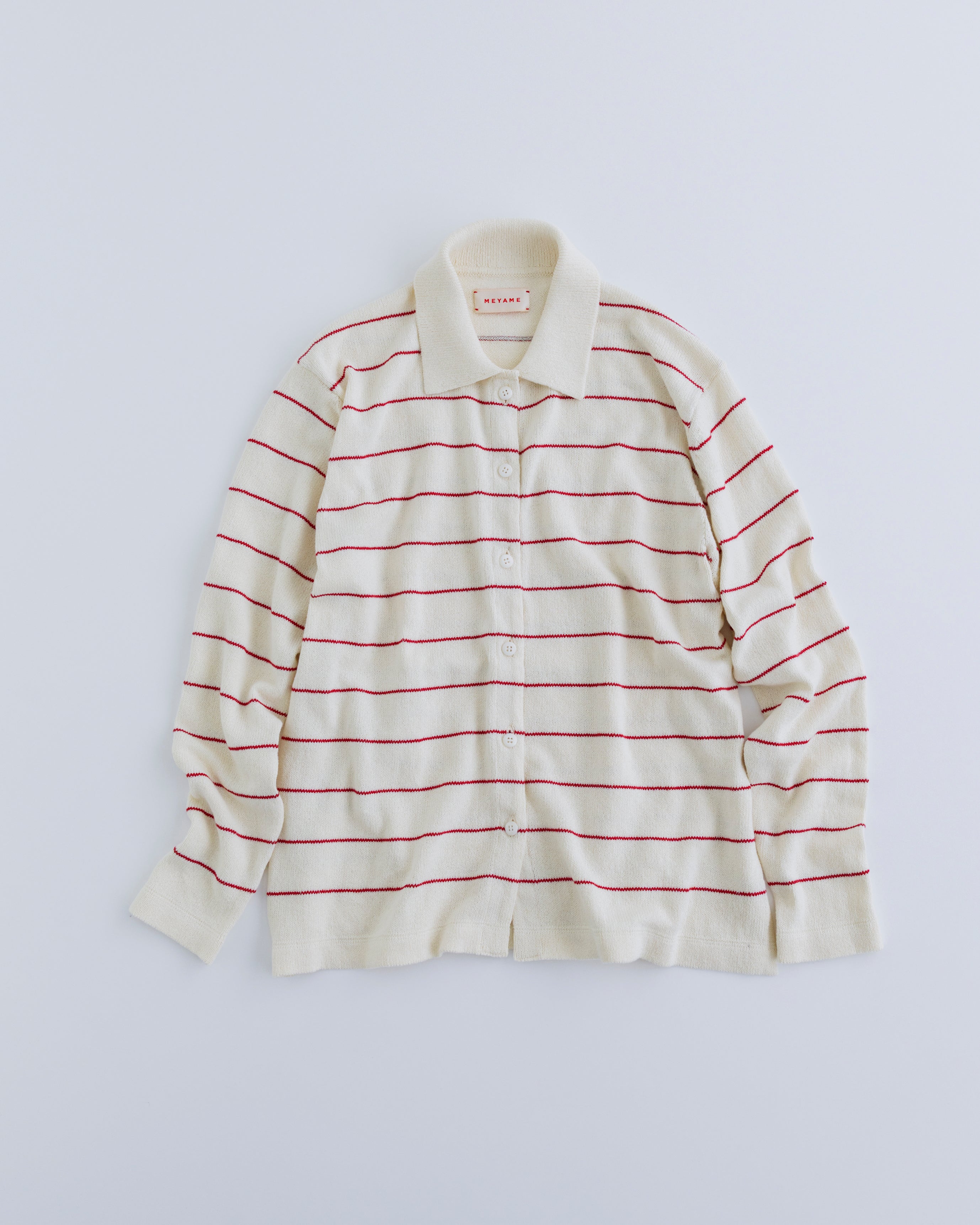 BORDER COTTON KNIT CARDIGAN – MEYAME