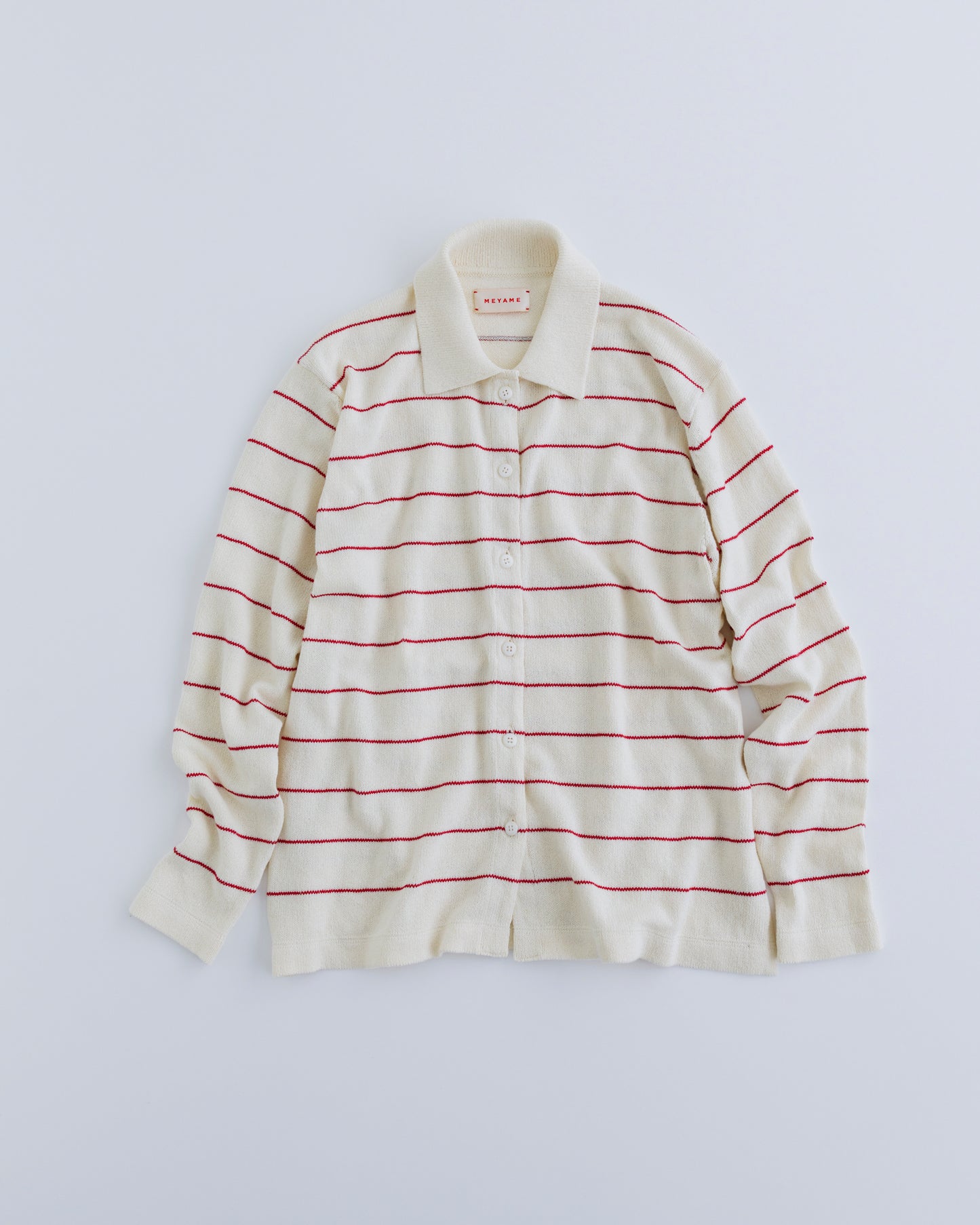 BORDER COTTON KNIT CARDIGAN