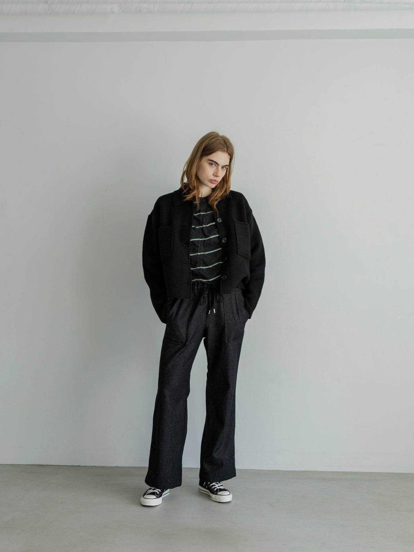 【Pre-order】TUCKED JACQUARD BORDER CARDIGAN / PULLOVER