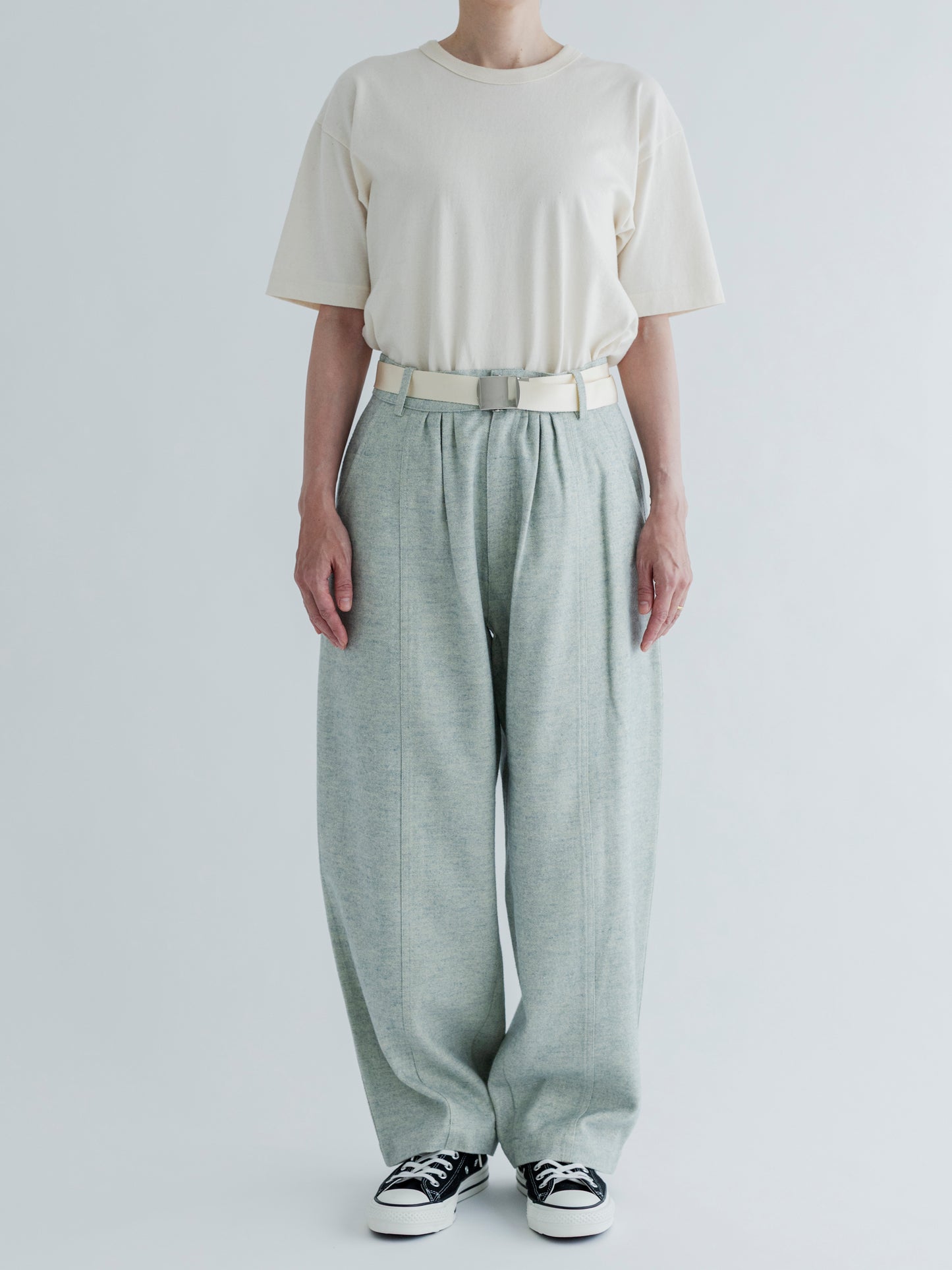【Pre-order】BRUSHED JAZZ NEP DENIM  WIDE TUCK PANTS