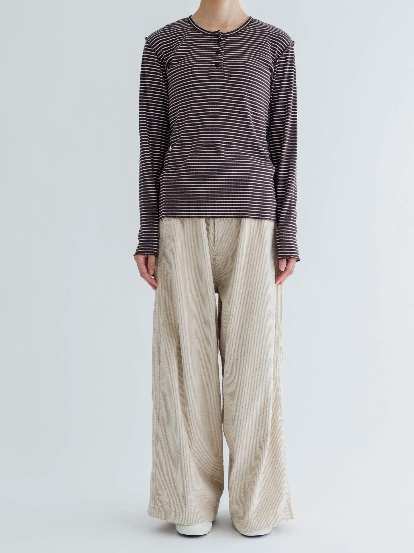 【Pre-order】BORDER SOFT RIB HENRY NECK