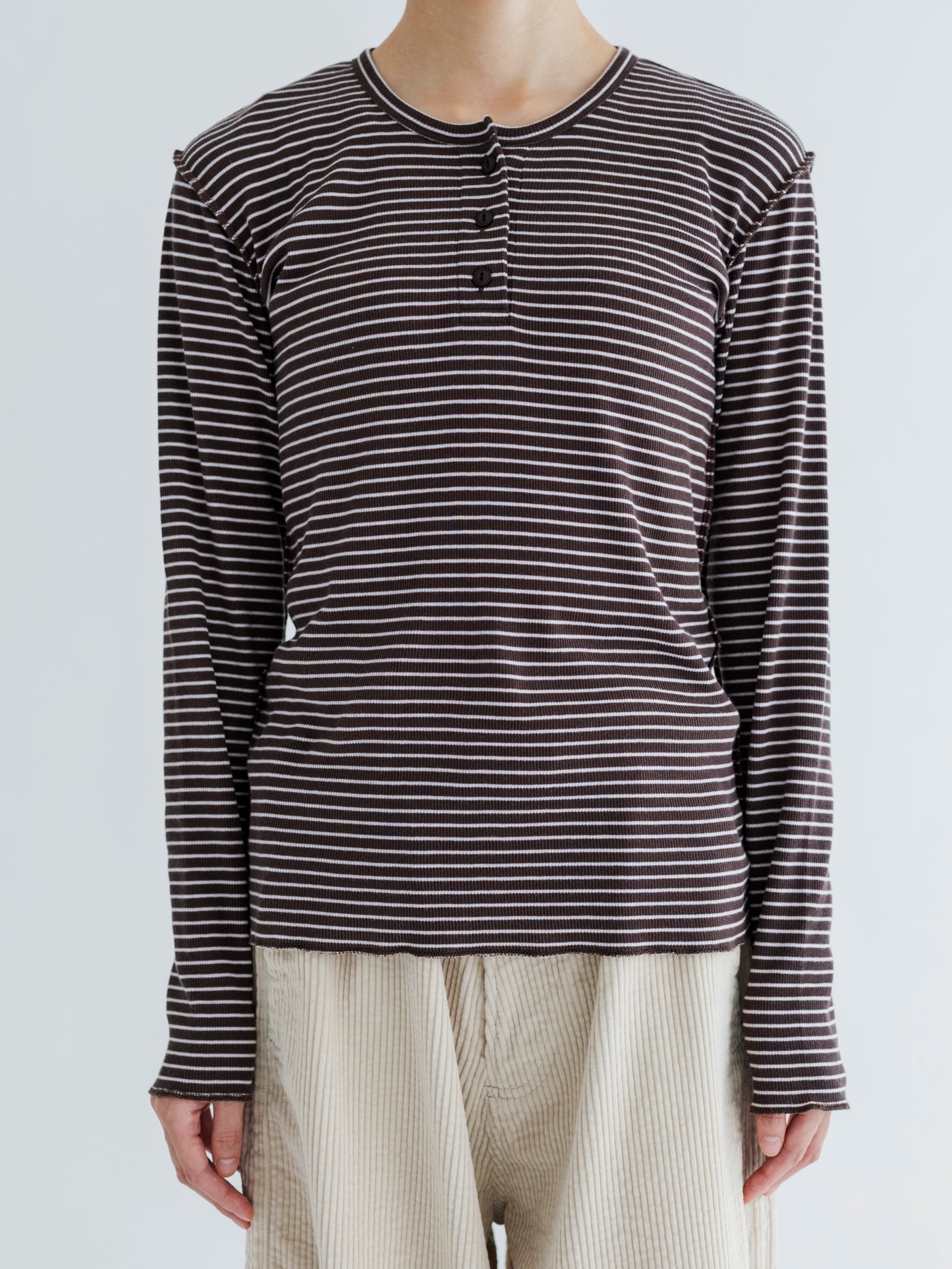 【Pre-order】BORDER SOFT RIB HENRY NECK