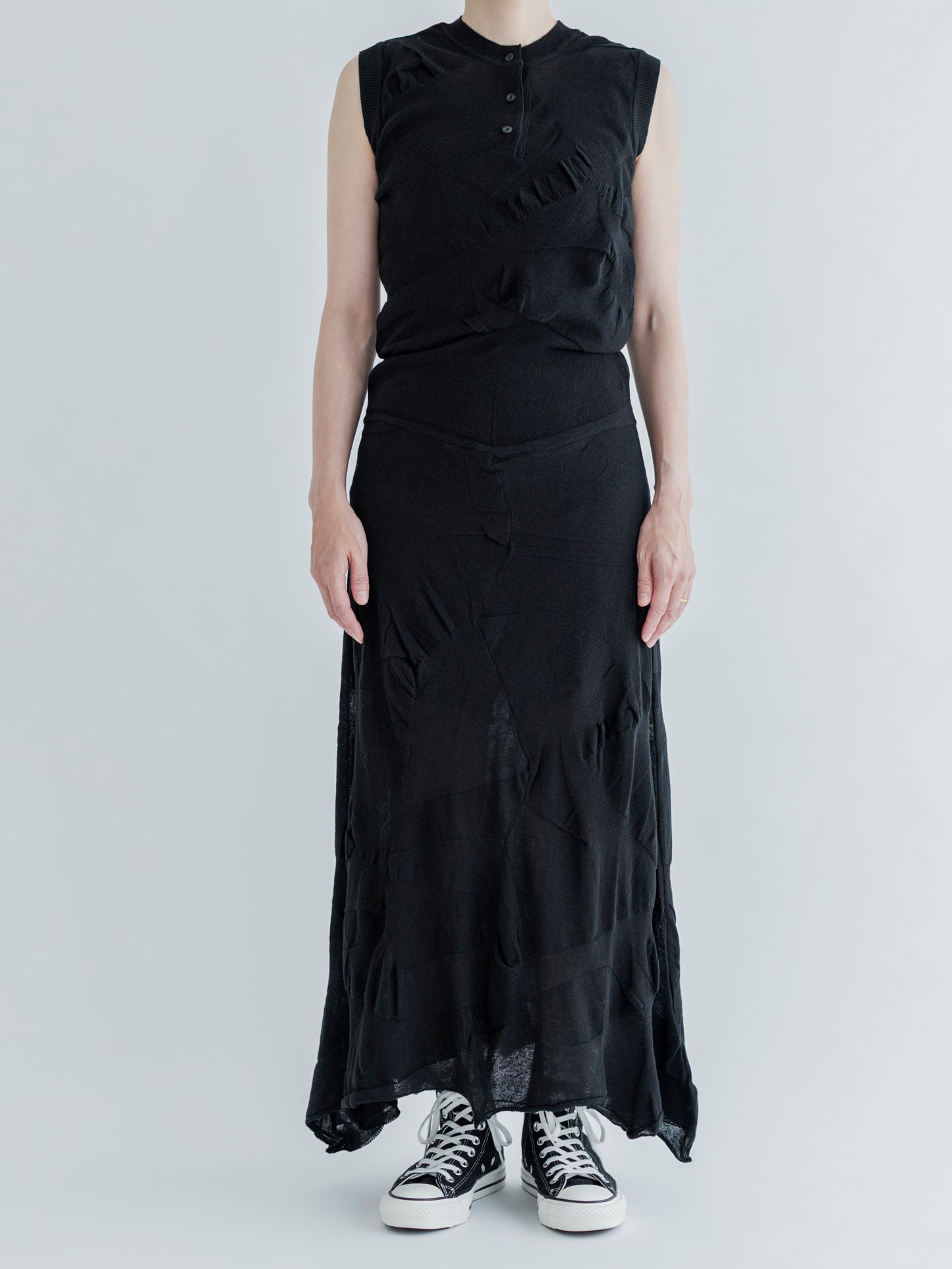 LIGHT KNIT FRONT&BACK SLEEVELESS  DRESS