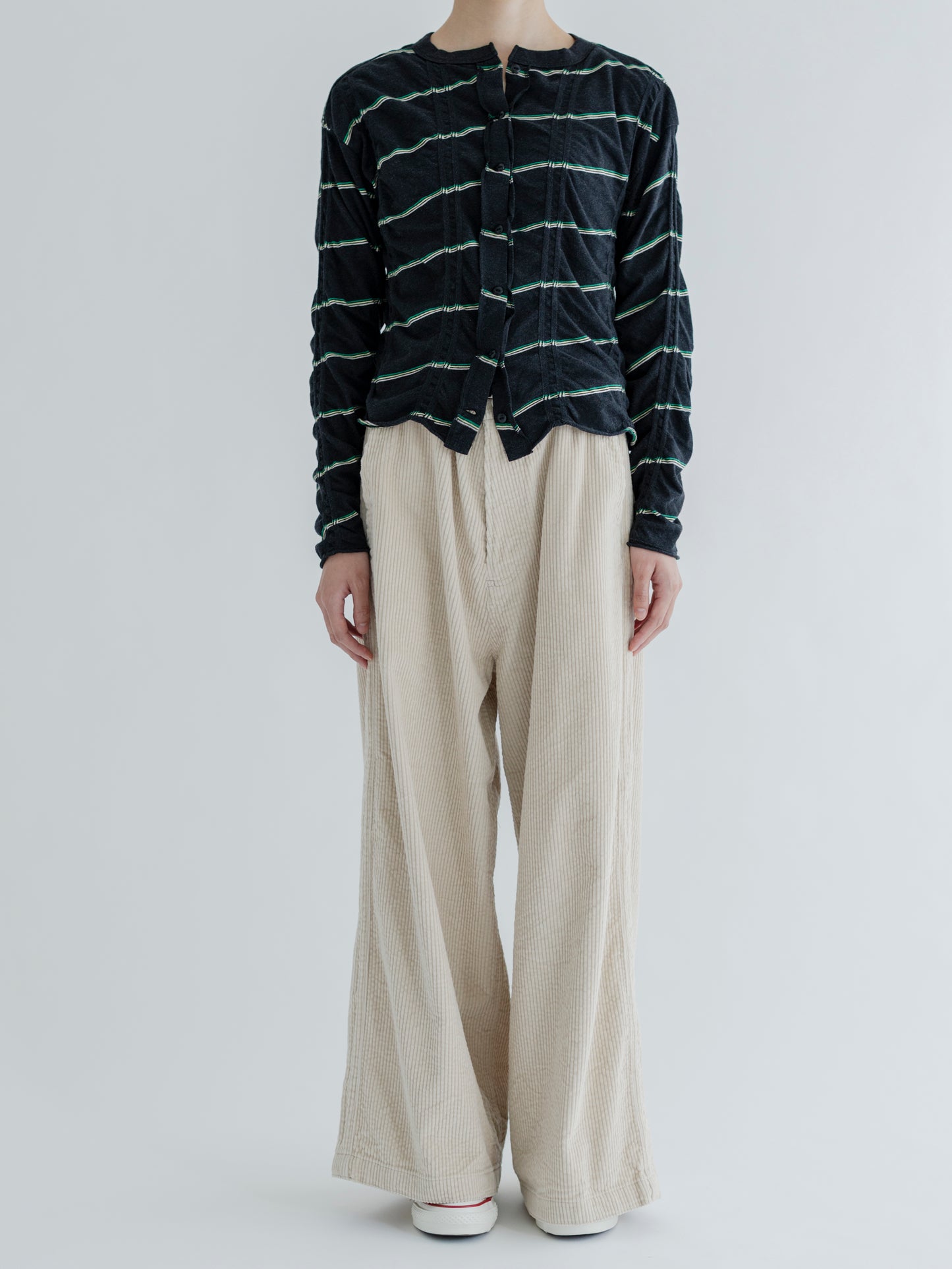 【Pre-order】TUCKED JACQUARD BORDER CARDIGAN / PULLOVER