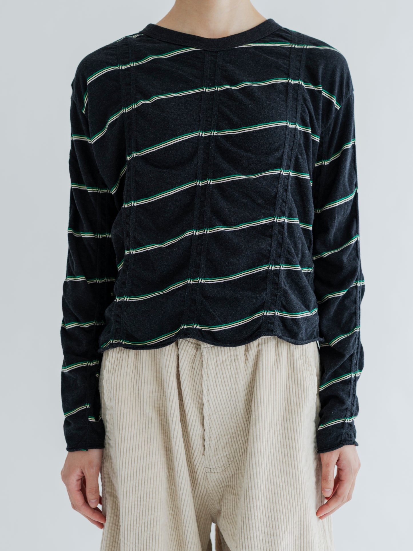 【Pre-order】TUCKED JACQUARD BORDER CARDIGAN / PULLOVER