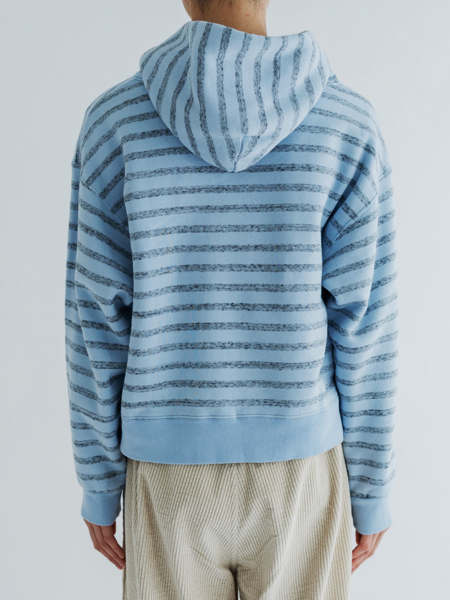 【Pre-order】BORDER SWEAT HALF BUTTON HOODIE (BRUSHED LINING)