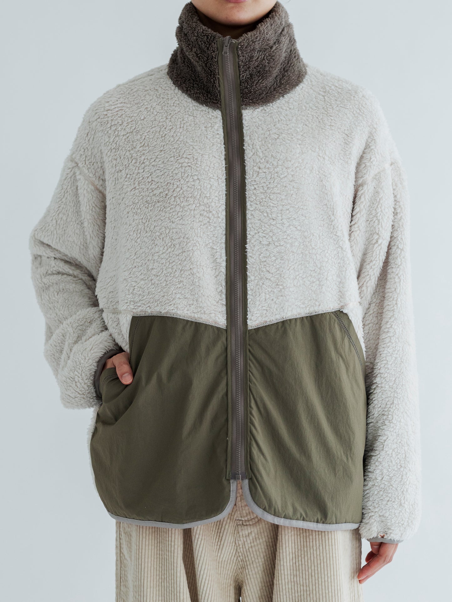【Pre-order】PRINT/ SOLID REVERSIBLE FLEECE JACKET