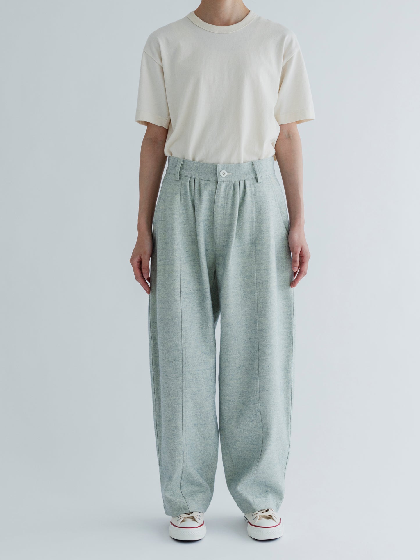 【Pre-order】BRUSHED JAZZ NEP DENIM  WIDE TUCK PANTS