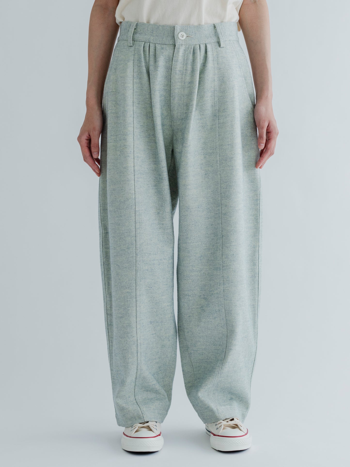 【Pre-order】BRUSHED JAZZ NEP DENIM  WIDE TUCK PANTS