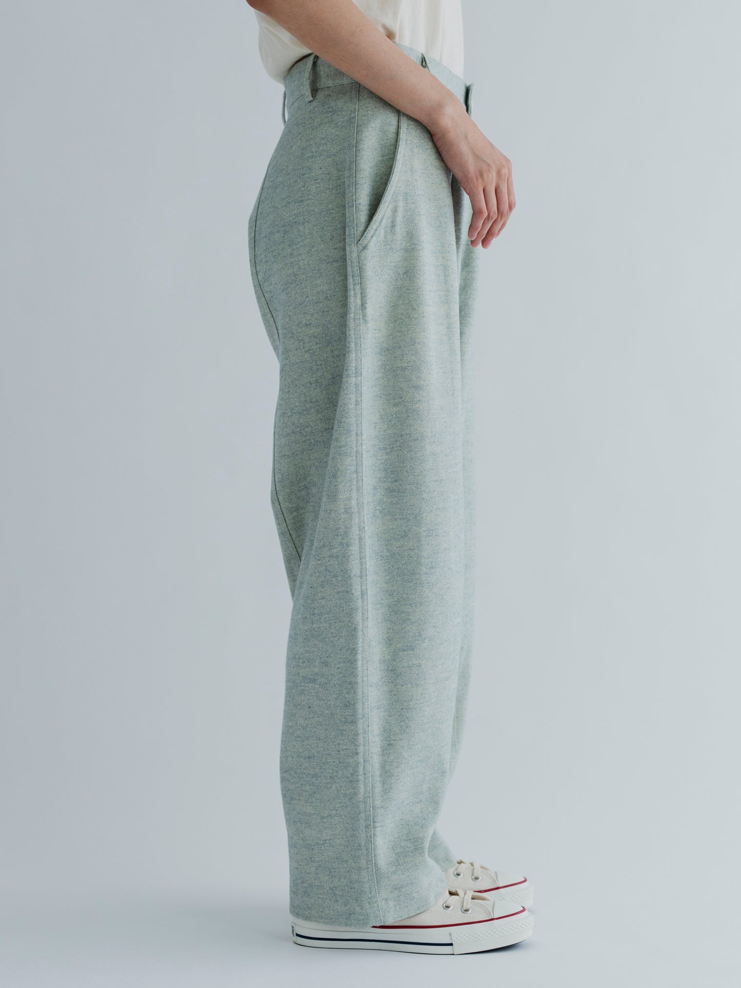 【Pre-order】BRUSHED JAZZ NEP DENIM  WIDE TUCK PANTS