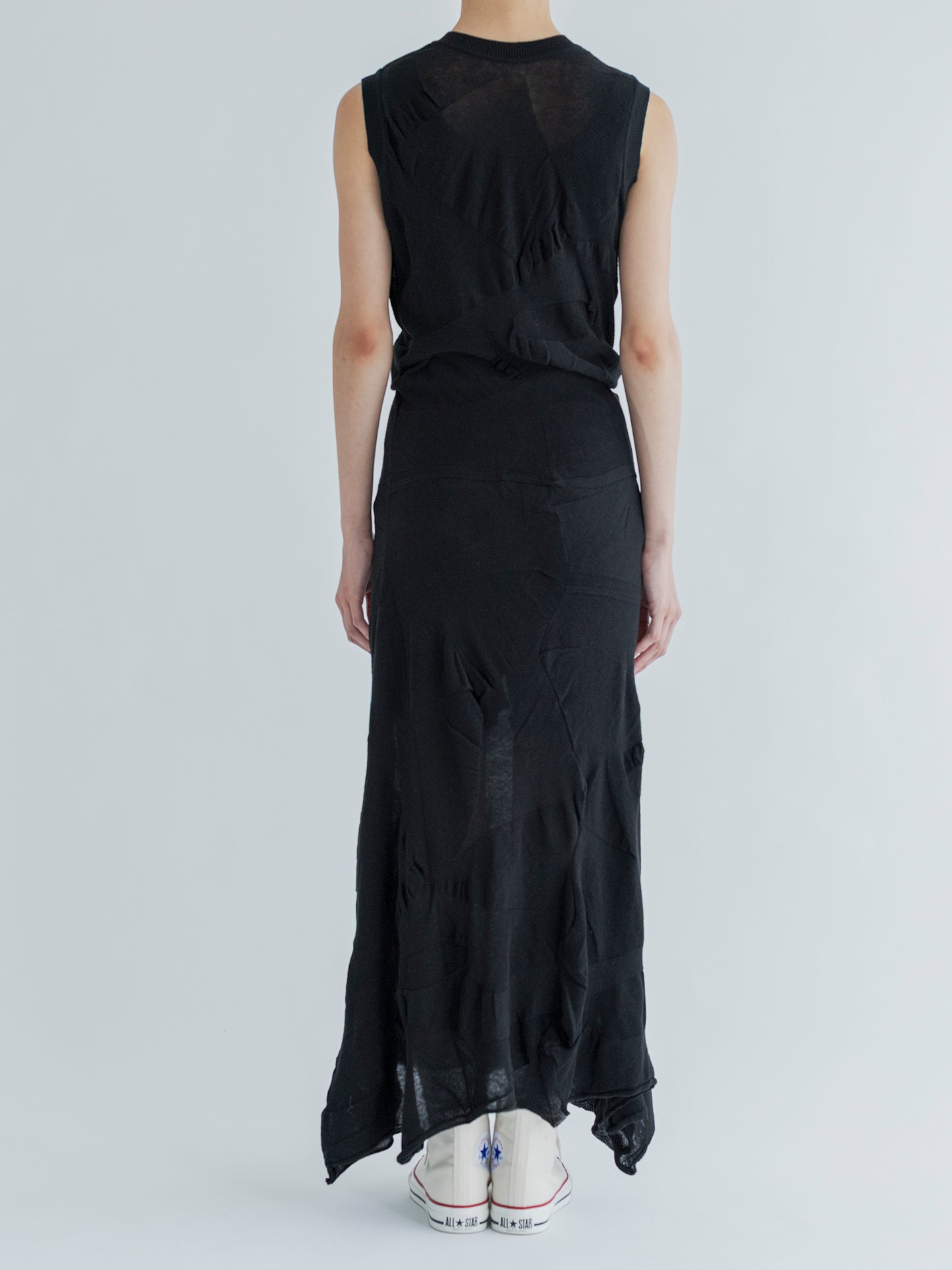 LIGHT KNIT FRONT&BACK SLEEVELESS  DRESS