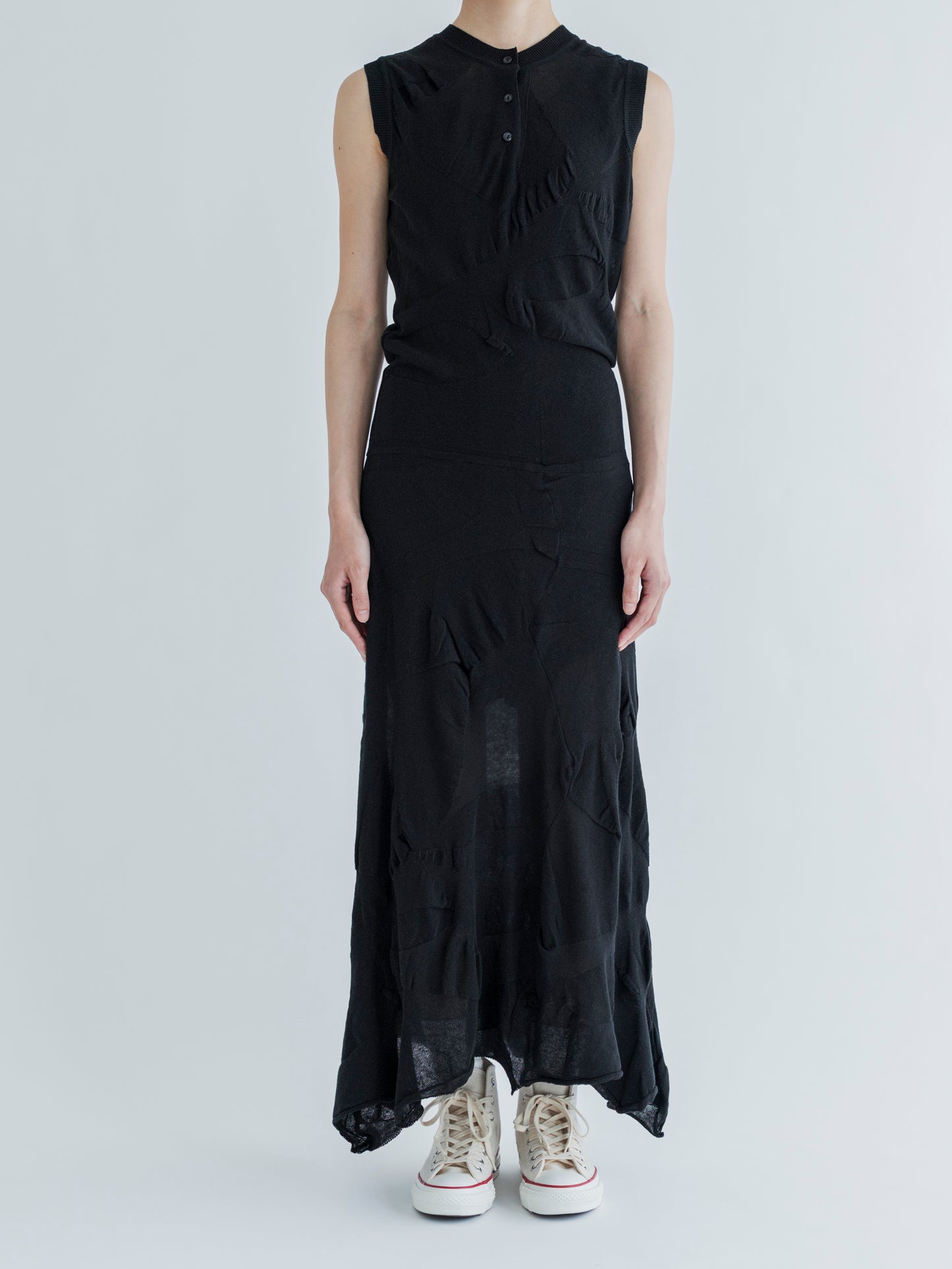 LIGHT KNIT FRONT&BACK SLEEVELESS  DRESS
