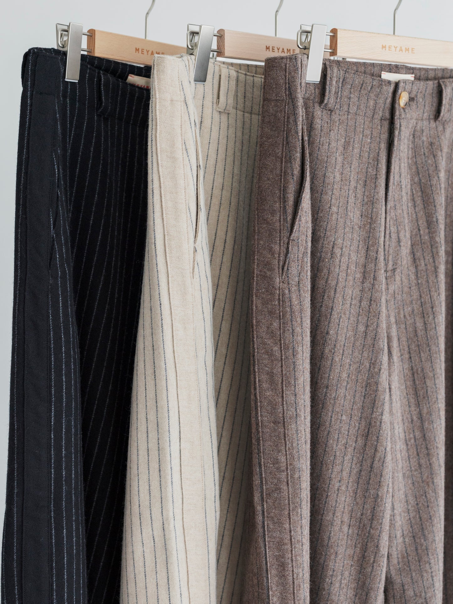 【Pre-order】WOOL STRIPE SIDE LINE WIDE PANTS